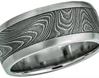 Titanium Damascus Steel Ring 5703